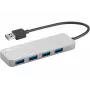 Sandberg USB 3.0 Hub 4 prievadai SAVER, sidabrinis, aliuminis