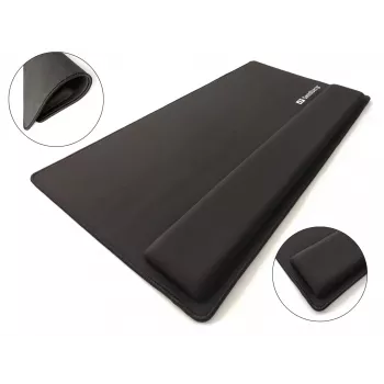 Sandberg Desk Pad Pro XXL, juodas, vienspalvis, su riešo atrama, neslystančiu pagrindu, žaidimų pelės kilimėlis