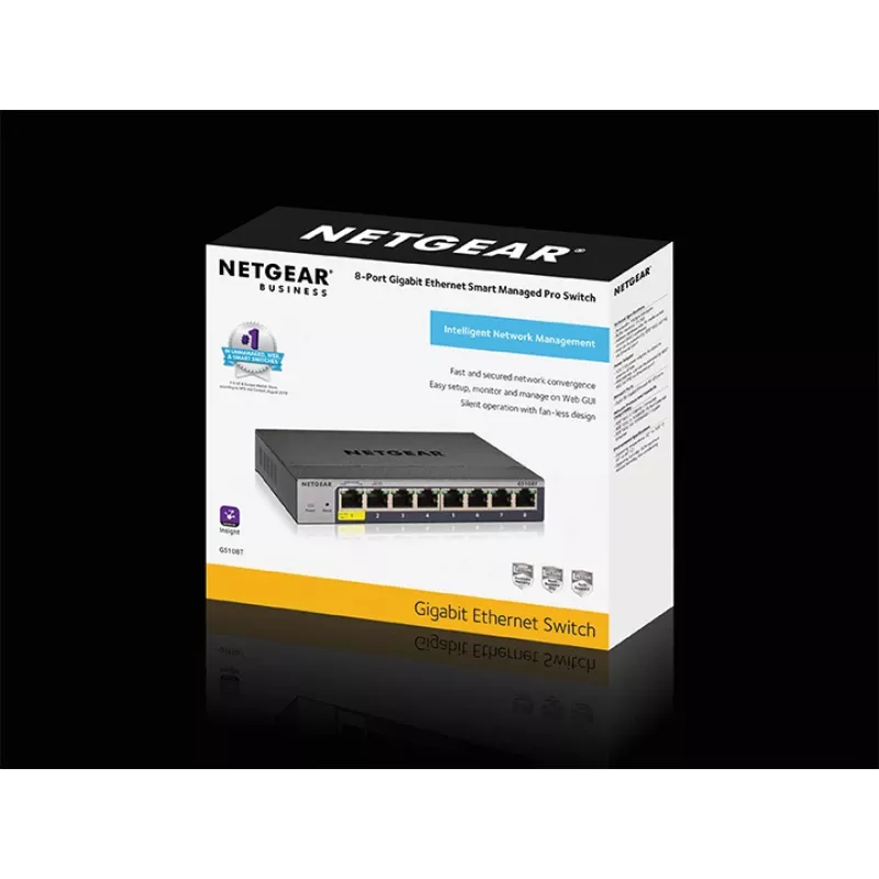 NETGEAR GS108Tv3 valdomas L2 gigabito eterneto (10/100/1000) jungiklis, pilkas