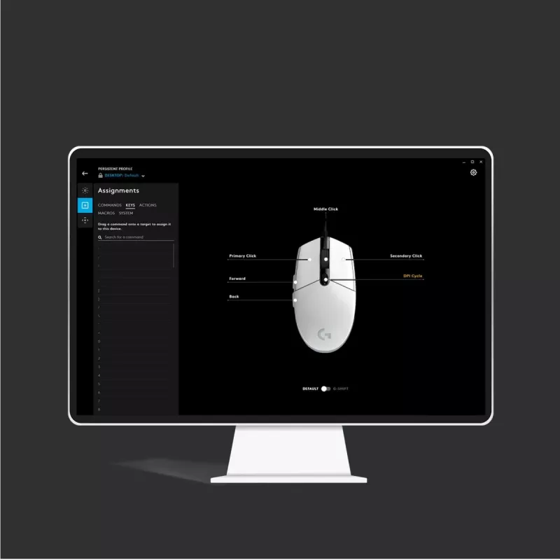 LOGITECH G203 Lightsync žaidimų pelė USB balta