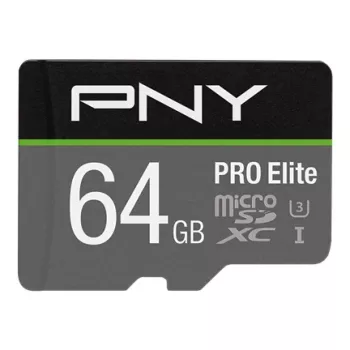 PNY PRO Elite microSD 64GB Klasė 10 UHS-I U3 A1 V30 su SD adapteriu