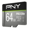 PNY PRO Elite microSD 64GB Klasė 10 UHS-I U3 A1 V30 su SD adapteriu