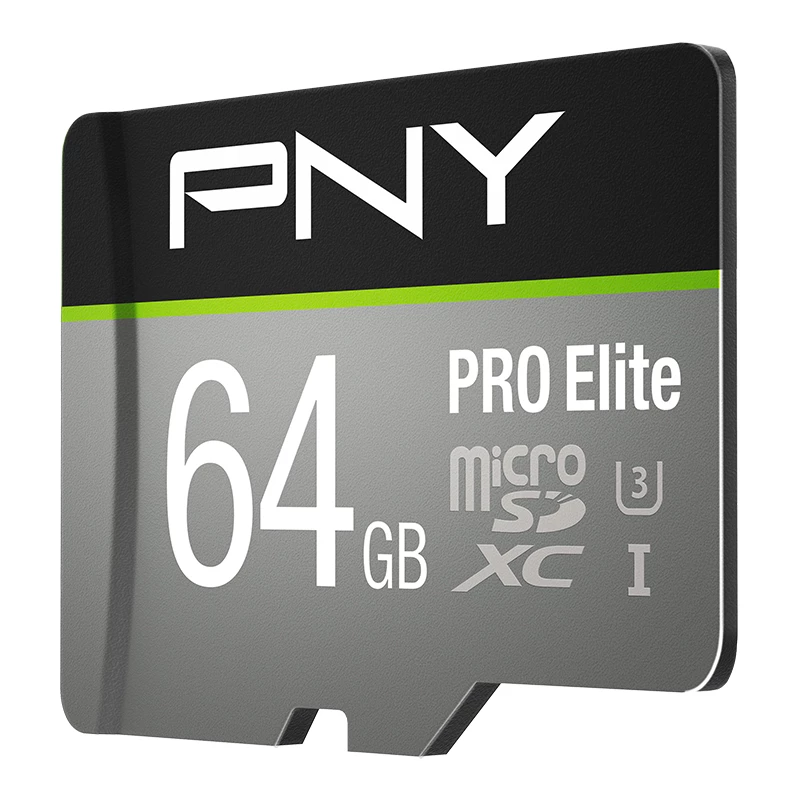 PNY PRO Elite microSD 64GB Klasė 10 UHS-I U3 A1 V30 su SD adapteriu