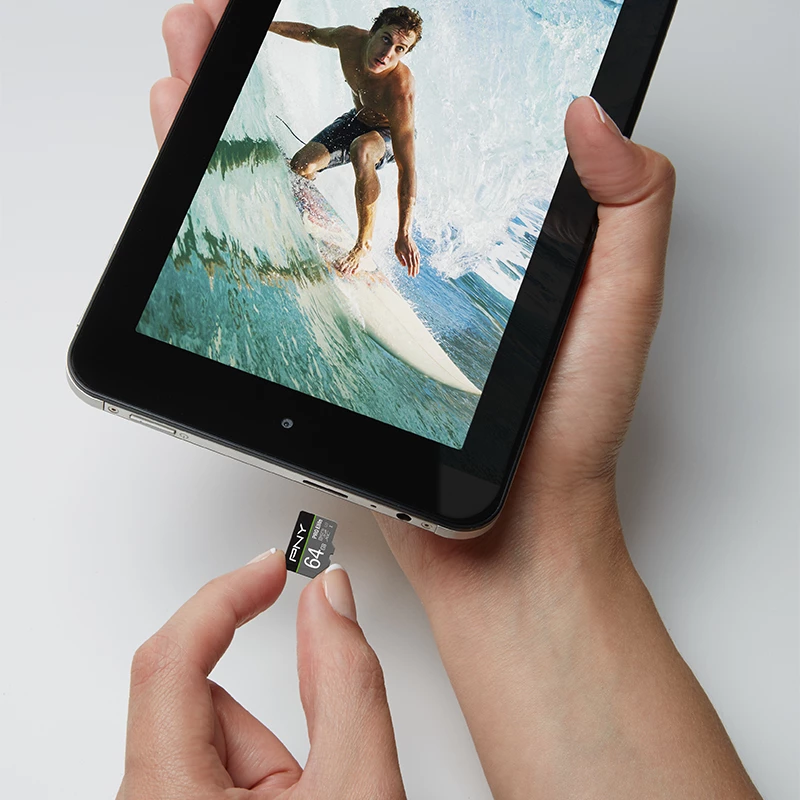 PNY PRO Elite microSD 64GB Klasė 10 UHS-I U3 A1 V30 su SD adapteriu