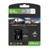 PNY PRO Elite microSD 64GB Klasė 10 UHS-I U3 A1 V30 su SD adapteriu