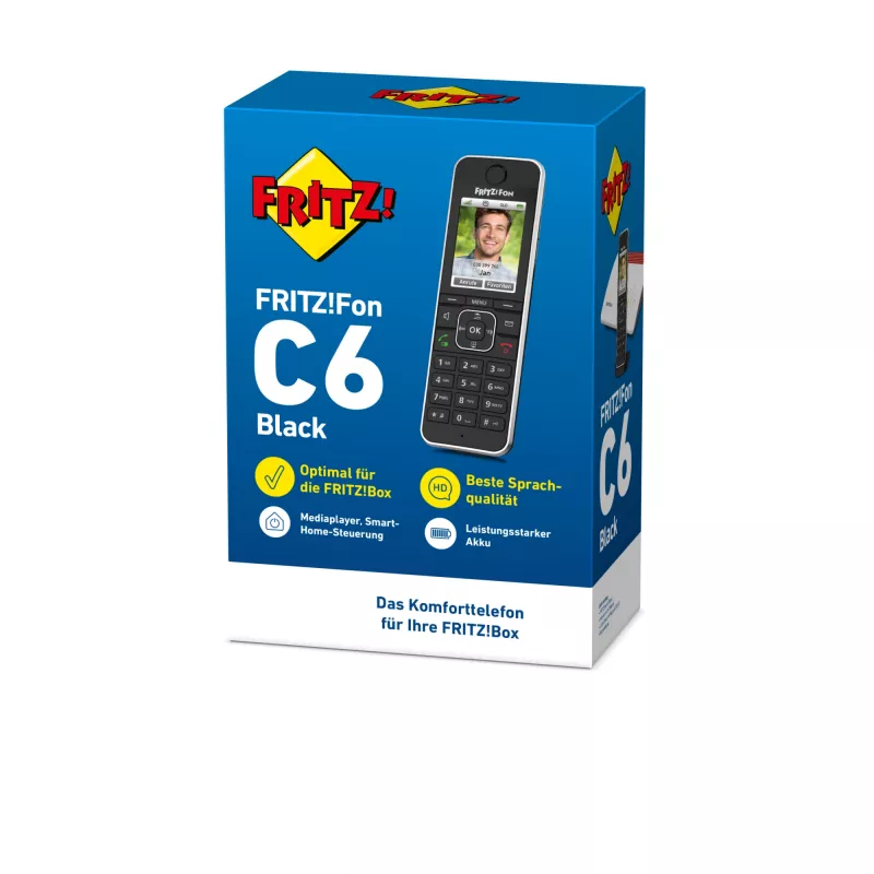 DECT telefono ragelis AVM FRITZ!Fon C6 juodas