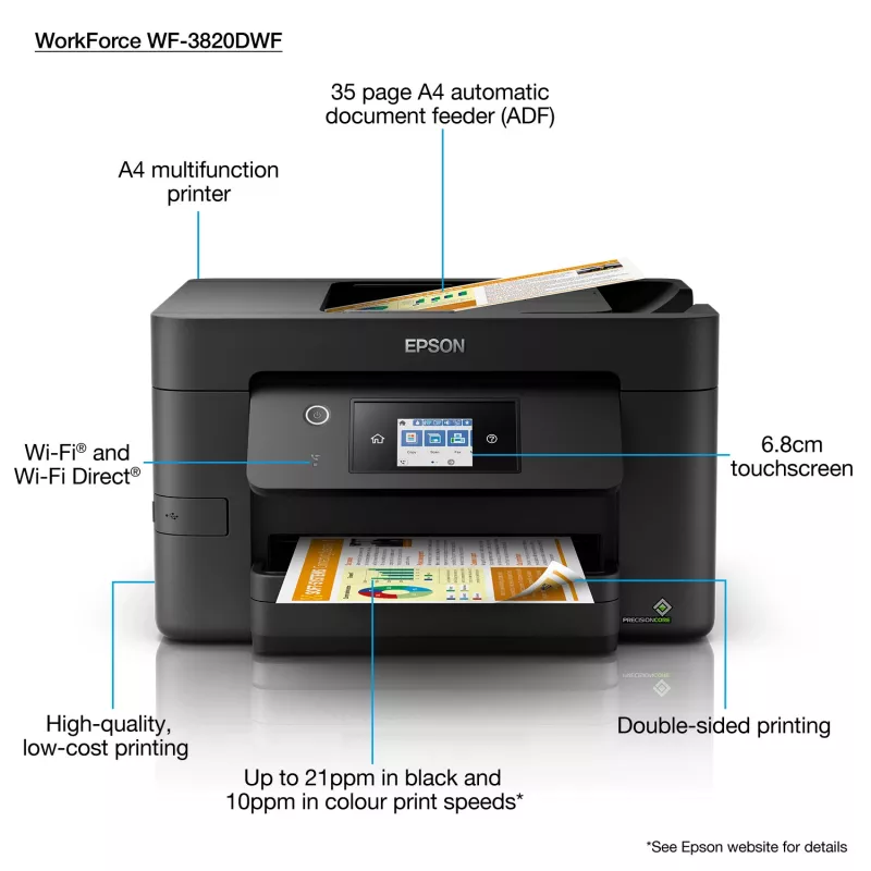 Epson WorkForce Pro WF-3820DWF Daugiafunkcis Spausdintuvas A4 4800 x 2400 DPI 21 ppm Wi-Fi