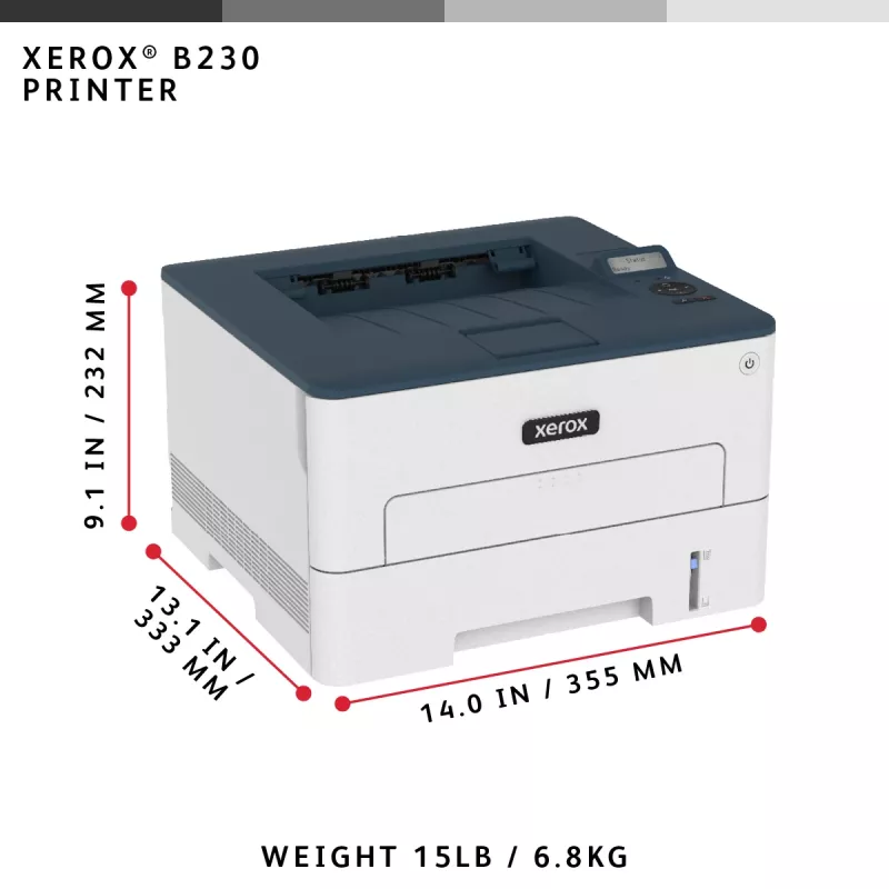 Xerox B230 A4 34ppm belaidis dvikryptis spausdintuvas PCL5e/6 2 padėklai iš viso 251 lapas