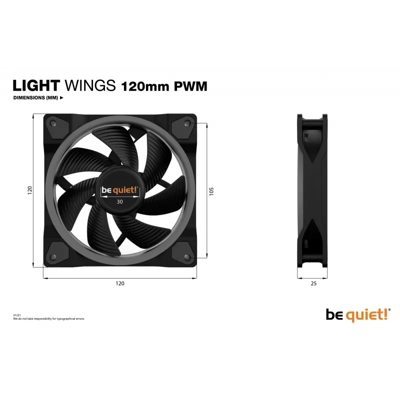 be quiet! Light Wings 120mm ARGB PWM ventiliatorius juodas