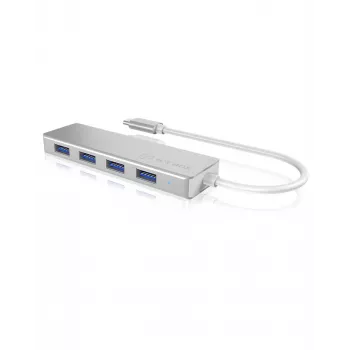ICY BOX IB-HUB1425-C3 USB 3.2 Gen 1 (3.1 Gen 1) Type-C 4 prievadų USB centras, 5000 Mbit/s, sidabrinis