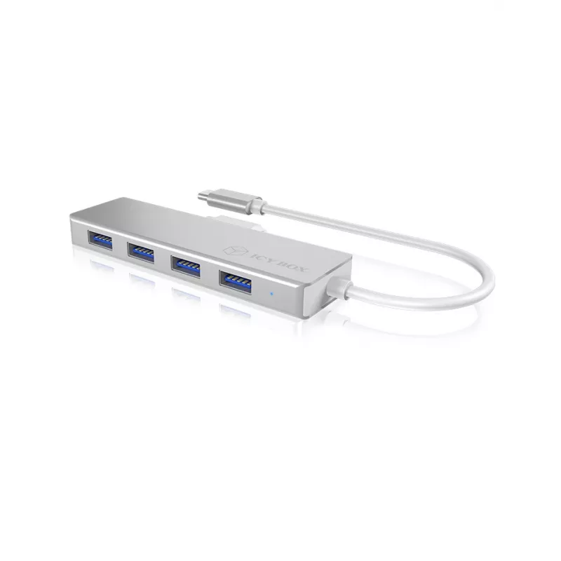 ICY BOX IB-HUB1425-C3 USB 3.2 Gen 1 (3.1 Gen 1) Type-C 4 prievadų USB centras, 5000 Mbit/s, sidabrinis
