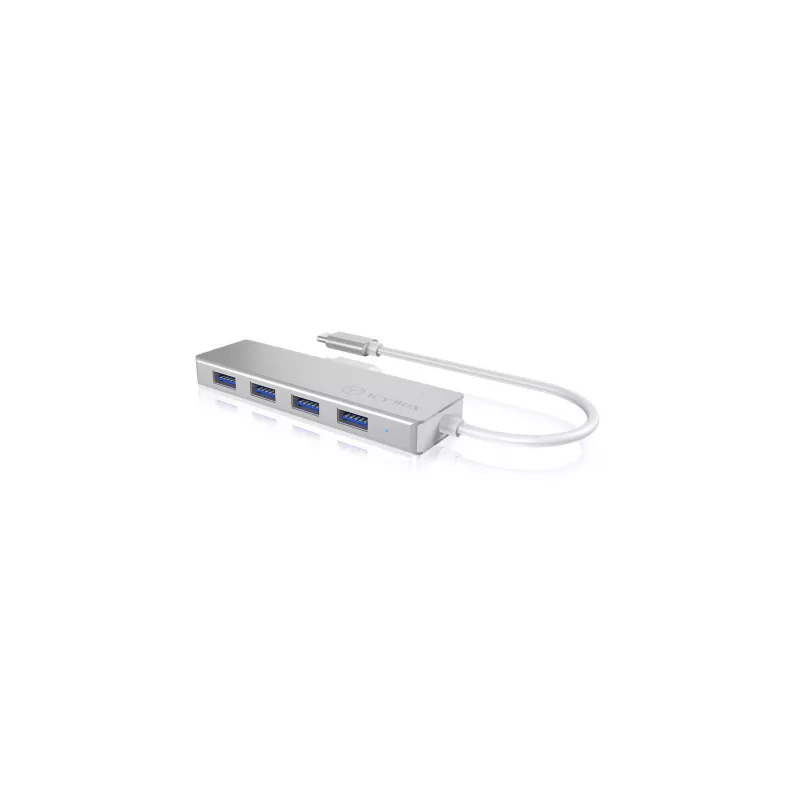 ICY BOX IB-HUB1425-C3 USB 3.2 Gen 1 (3.1 Gen 1) Type-C 4 prievadų USB centras, 5000 Mbit/s, sidabrinis