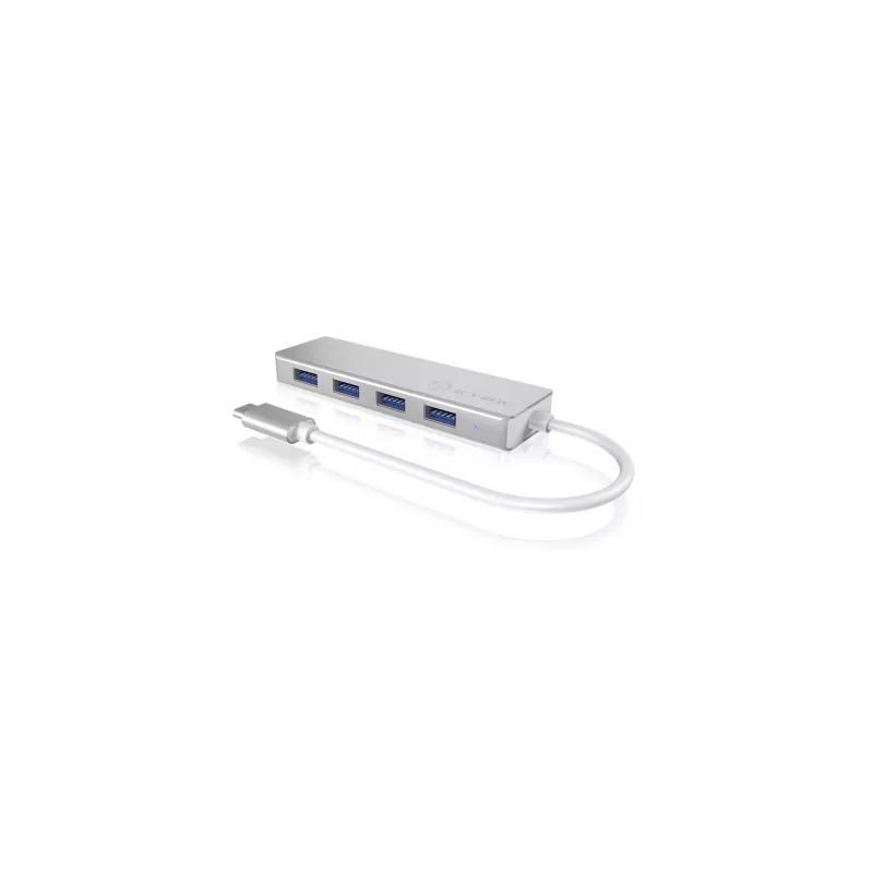 ICY BOX IB-HUB1425-C3 USB 3.2 Gen 1 (3.1 Gen 1) Type-C 4 prievadų USB centras, 5000 Mbit/s, sidabrinis