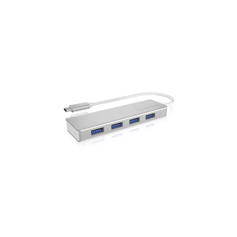 ICY BOX IB-HUB1425-C3 USB 3.2 Gen 1 (3.1 Gen 1) Type-C 4 prievadų USB centras, 5000 Mbit/s, sidabrinis