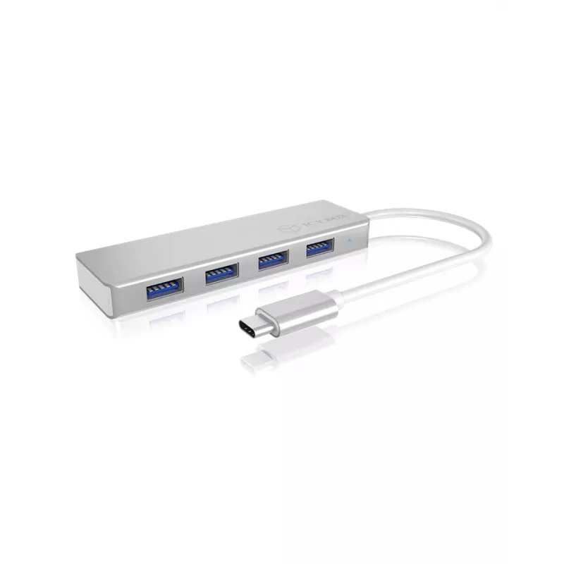 ICY BOX IB-HUB1425-C3 USB 3.2 Gen 1 (3.1 Gen 1) Type-C 4 prievadų USB centras, 5000 Mbit/s, sidabrinis