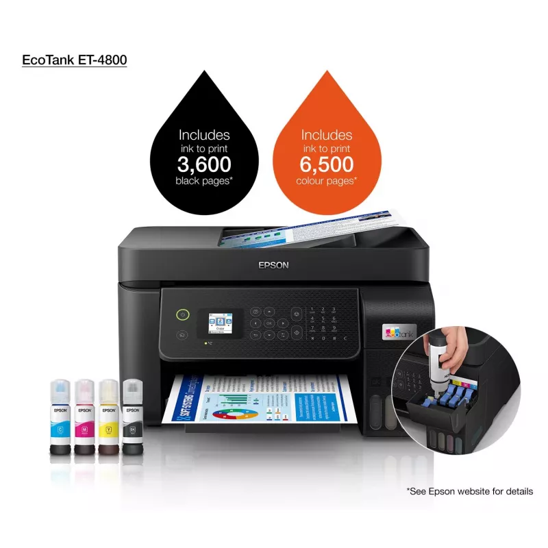 Epson EcoTank ET-4800 rašalinis daugiafunkcis spausdintuvas A4, 5760 x 1440 DPI, 33 ppm, Wi-Fi