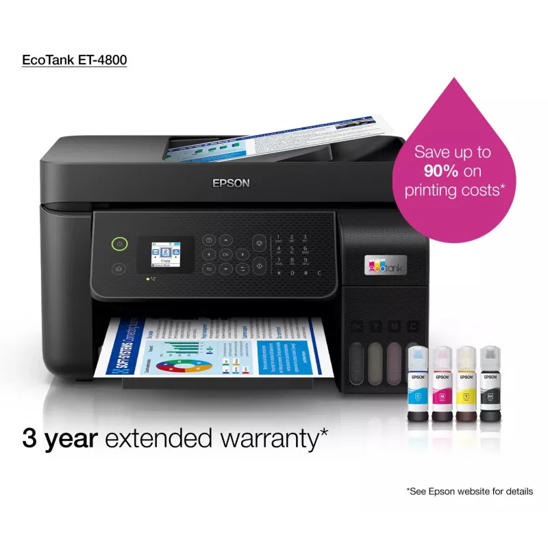 Epson EcoTank ET-4800 rašalinis daugiafunkcis spausdintuvas A4, 5760 x 1440 DPI, 33 ppm, Wi-Fi