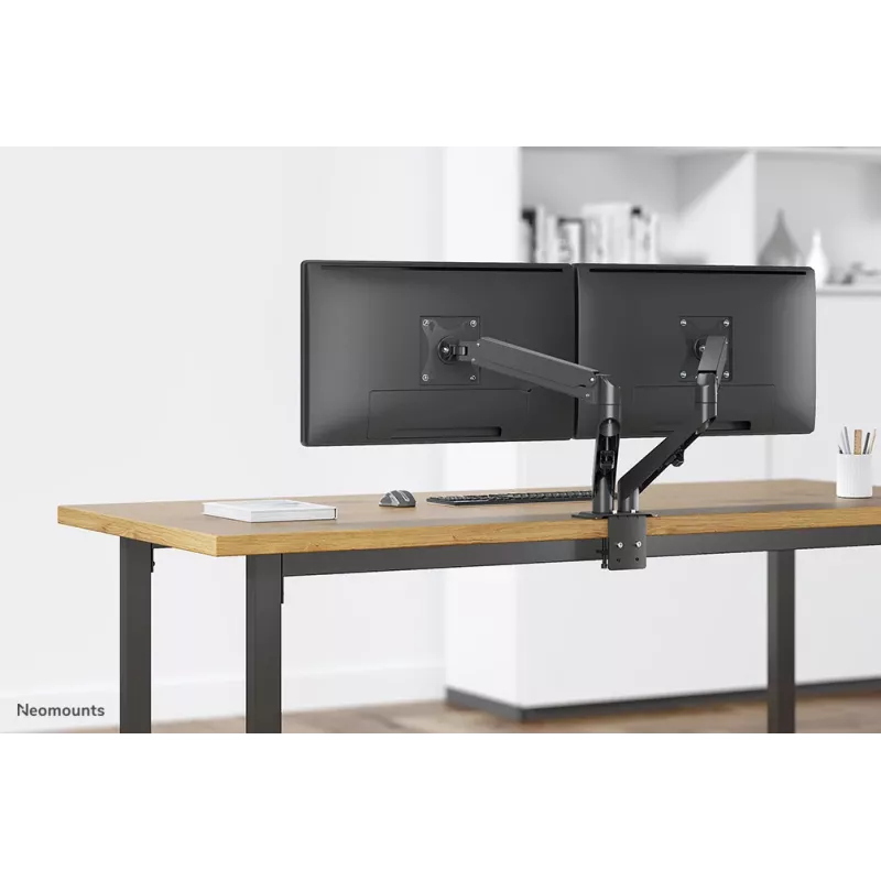 Neomounts DS70-700BL2 Monitor laikiklis 17-27 colių - dujinis spyruoklinis, spaustuvas, 7 kg, 43,2 cm (17 inch), 68,6 cm (27 inch), 100 x 100 mm, juodas