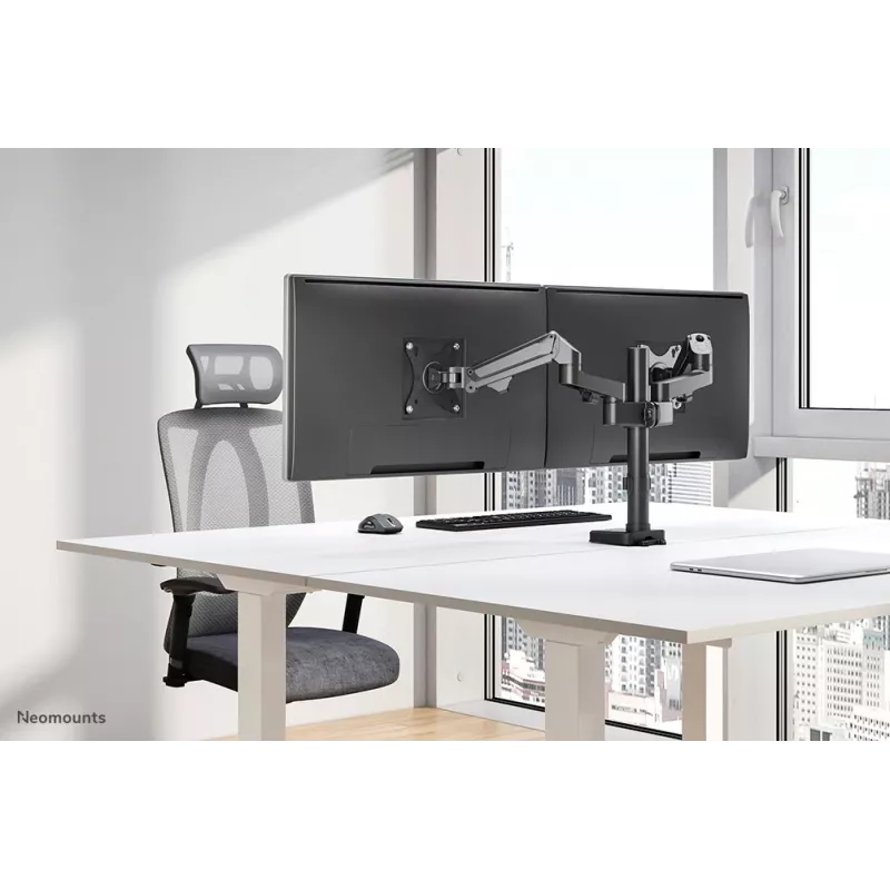 Neomounts DS70-750BL2 Monitorinis laikiklis 17-27 colių – dujinė spyruoklė, spaustuvas/anginis tvirtinimas, 7 kg, 100 x 100 mm, juodas