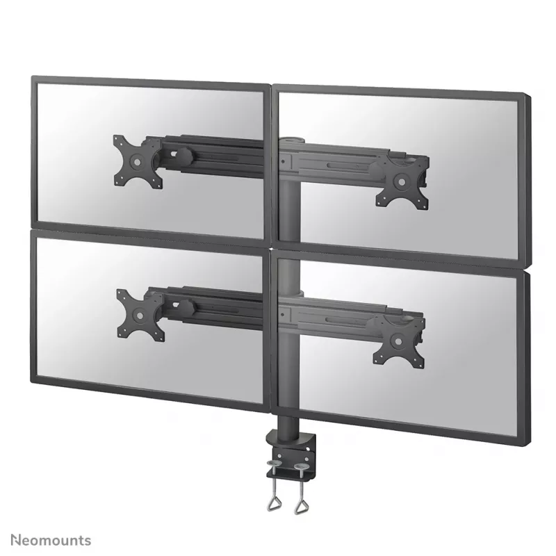 Neomounts FPMA-D700D4 monitorių laikiklis 4 ekranams 19-30 colių, spaustuvas, 8 kg, 48,3 cm (19 col.), 76,2 cm (30 col.), 100 x 100 mm, juodas