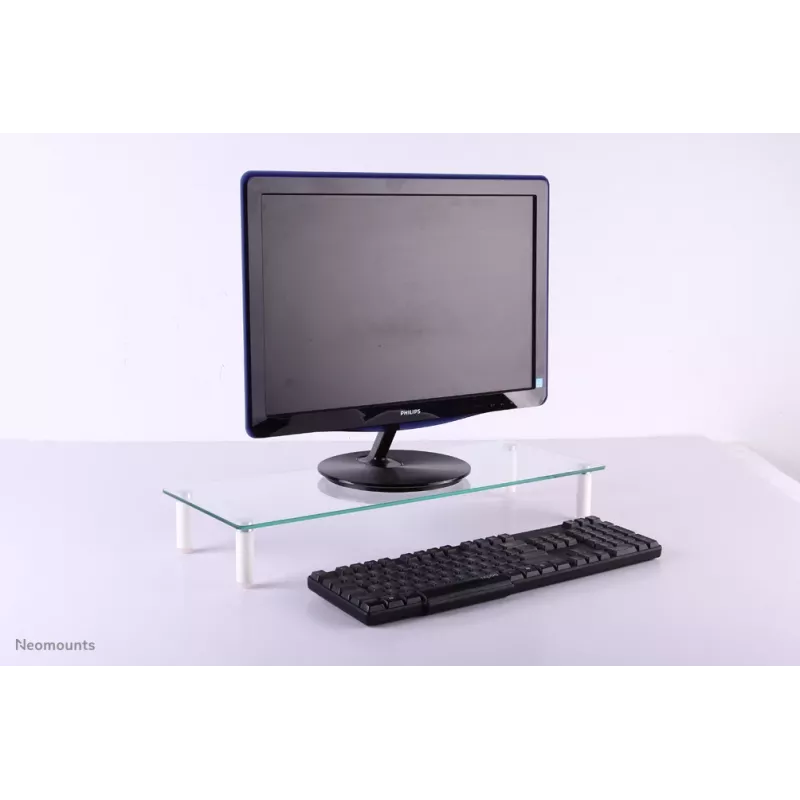 Neomounts NSMONITOR10 monitoriaus/nešiojamojo kompiuterio pakėlimo stovas - universalus, 25 kg, aukščio reguliavimas, permatomas