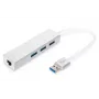 DIGITUS USB 3.0 3 prievadų HUB ir Gigabit LAN adapteris 3xUSB A/M, 1xUSB A/F, 1xRJ45 LAN, palaiko Windows ir Mac OS