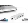 DIGITUS USB 3.0 3 prievadų HUB ir Gigabit LAN adapteris 3xUSB A/M, 1xUSB A/F, 1xRJ45 LAN, palaiko Windows ir Mac OS