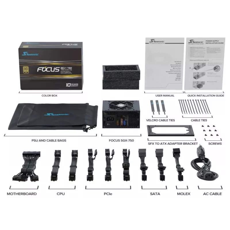 SEASONIC Focus SGX-750 (2021) maitinimo blokas, 750 W, 20+4 pin