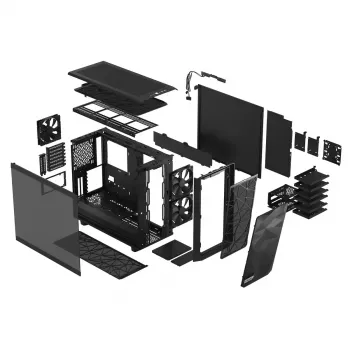 FRACTAL DESIGN Meshify 2 juodas korpusas su šviesiai tonuotu grūdintu stiklu