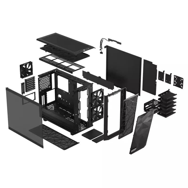 FRACTAL DESIGN Meshify 2 juodas korpusas su šviesiai tonuotu grūdintu stiklu