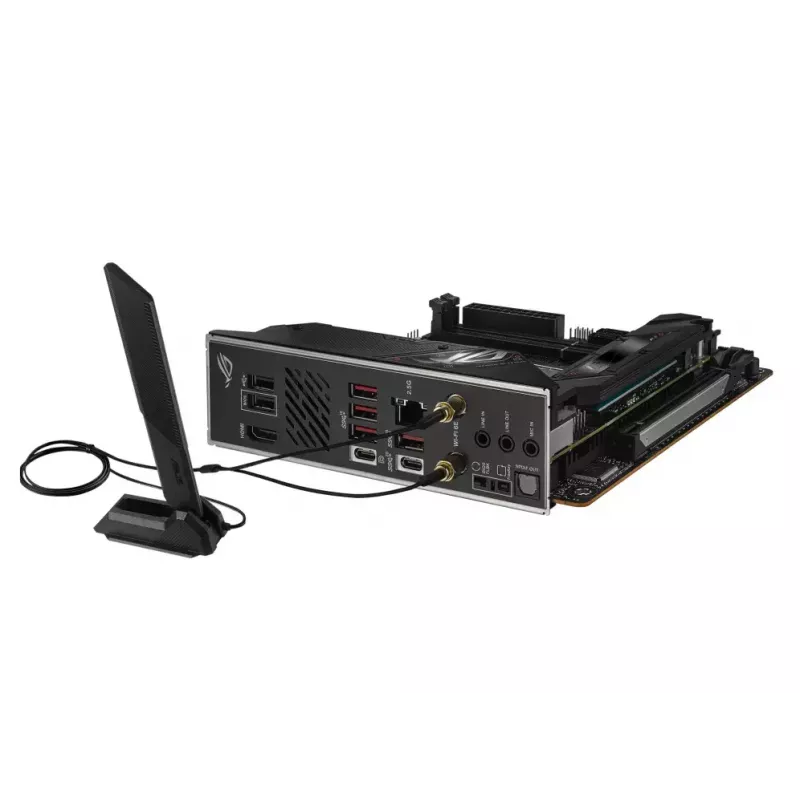 Motininė plokštė ASUS ROG STRIX B650E-I GAMING WIFI mini ITX — AMD B650, Socket AM5, DDR5, 2x M.2, Wi‑Fi 6E, 2.5Gb LAN