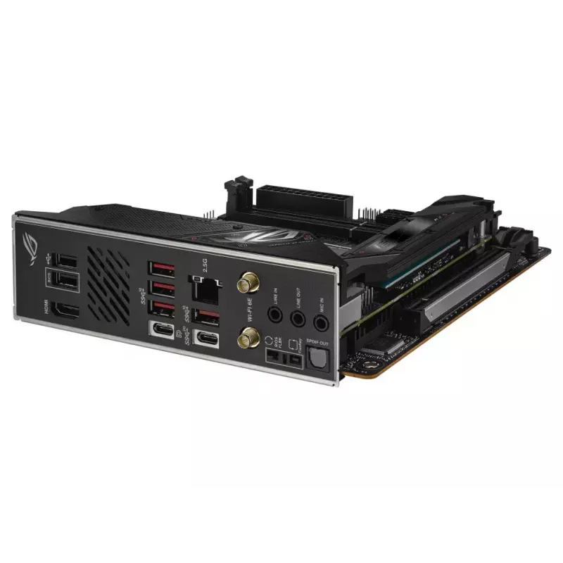 Motininė plokštė ASUS ROG STRIX B650E-I GAMING WIFI mini ITX — AMD B650, Socket AM5, DDR5, 2x M.2, Wi‑Fi 6E, 2.5Gb LAN