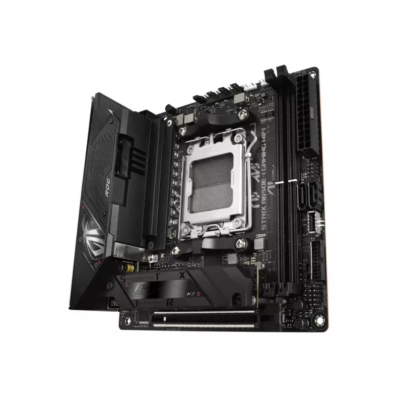 Motininė plokštė ASUS ROG STRIX B650E-I GAMING WIFI mini ITX — AMD B650, Socket AM5, DDR5, 2x M.2, Wi‑Fi 6E, 2.5Gb LAN