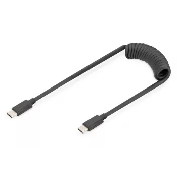 DIGITUS USB-C į USB-C spyruoklinis laidas, TPU, USB 2.0, PD60W, 1 m