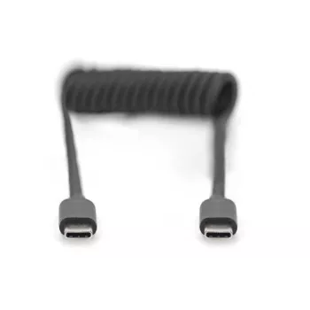 DIGITUS USB-C į USB-C spyruoklinis laidas, TPU, USB 2.0, PD60W, 1 m