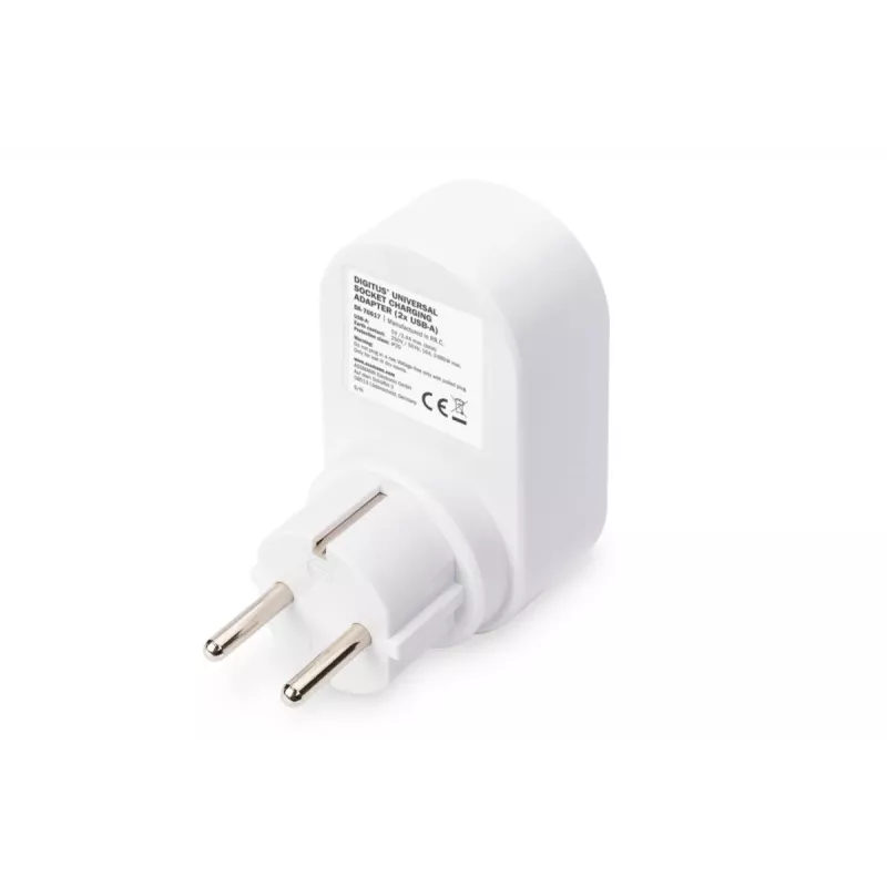 DIGITUS maitinimo adapteris su 2 USB prievadais 250V, 50 Hz, USB: 5V, 2.1A, balta / pilka