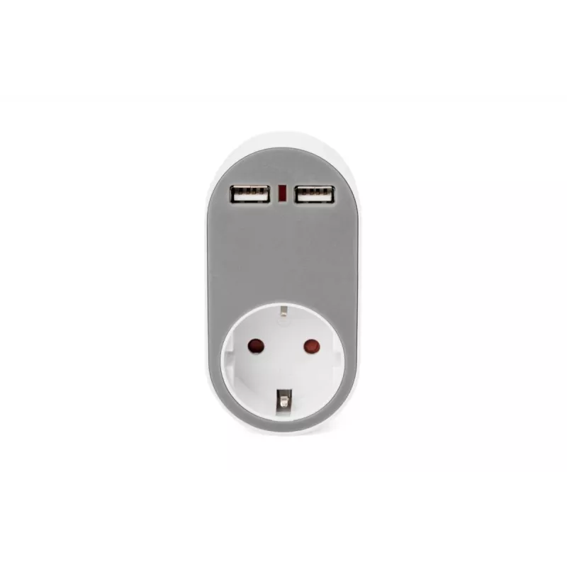 DIGITUS maitinimo adapteris su 2 USB prievadais 250V, 50 Hz, USB: 5V, 2.1A, balta / pilka