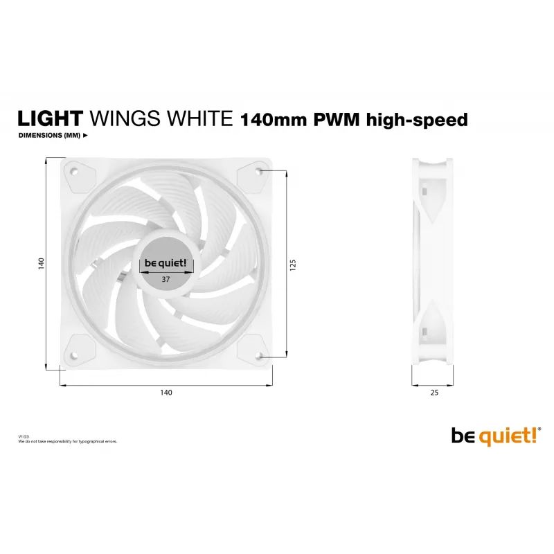 be quiet! Light Wings White 140mm PWM high-speed Triple-Pack – 3 vnt. kompiuterio korpuso ventiliatoriai 14 cm