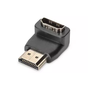 DIGITUS HDMI adapter, A tipo, 90° kampu lenktas M/F, Ultra HD 60p, juodas auksas
