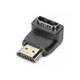 DIGITUS HDMI adapter, A tipo, 90° kampu lenktas M/F, Ultra HD 60p, juodas auksas