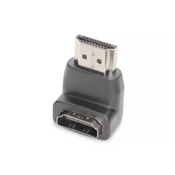 DIGITUS HDMI adapter, A tipo, 90° kampu lenktas M/F, Ultra HD 60p, juodas auksas