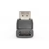 DIGITUS HDMI adapter, A tipo, 90° kampu lenktas M/F, Ultra HD 60p, juodas auksas