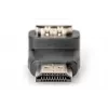 DIGITUS HDMI adapter, A tipo, 90° kampu lenktas M/F, Ultra HD 60p, juodas auksas