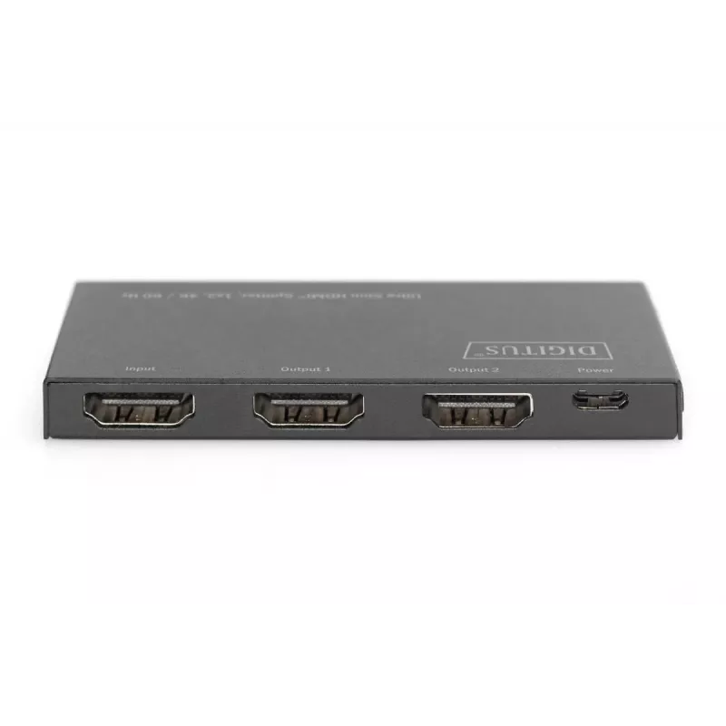 DIGITUS Ultra Slim HDMI skirstytuvas 1x2, 4K/60Hz HDR, HDCP 2.2, 18 Gbps, maitinamas per Micro USB