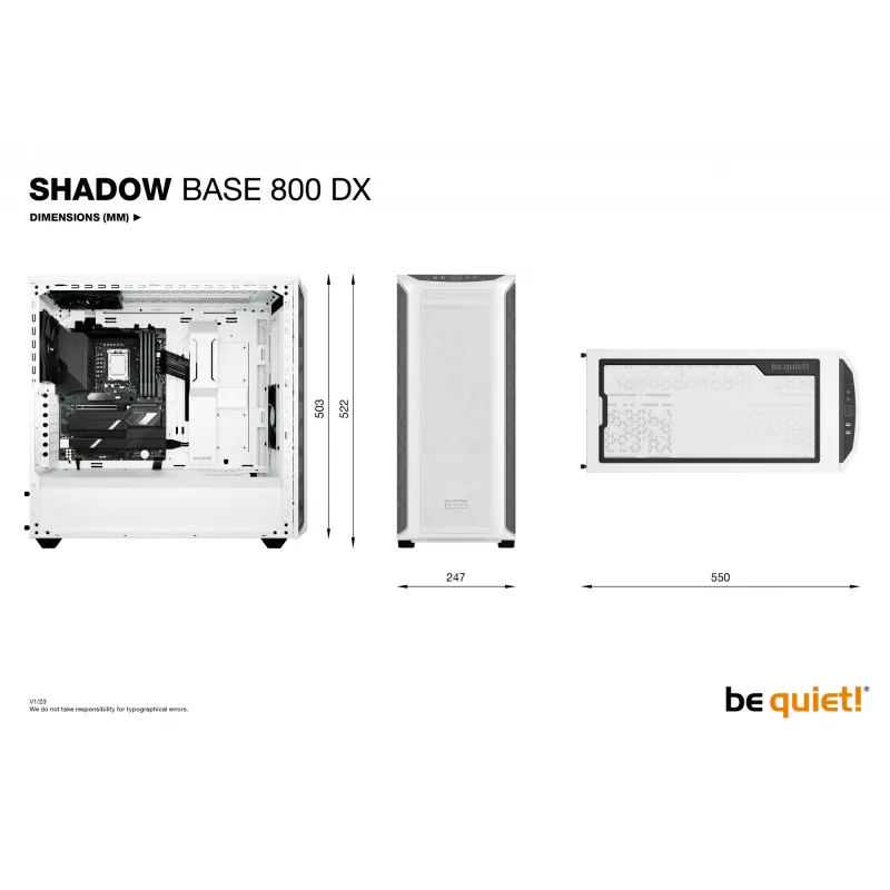PC korpusas be quiet! Shadow Base 800 DX White Midi Tower