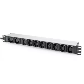 DIGITUS 1U aliuminio PDU lizdų blokas 8x C13 2xC19 16A 230VAC 50/60Hz IEC C20 kištukas