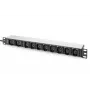 DIGITUS 1U aliuminio PDU lizdų blokas 8x C13 2xC19 16A 230VAC 50/60Hz IEC C20 kištukas