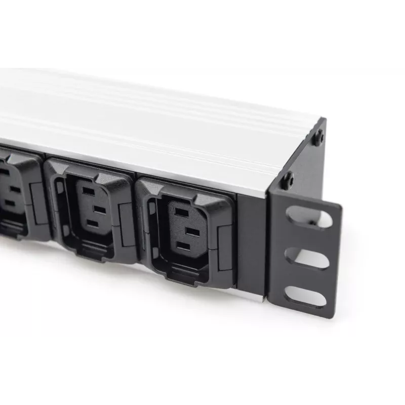 DIGITUS 1U aliuminio PDU lizdų blokas 8x C13 2xC19 16A 230VAC 50/60Hz IEC C20 kištukas