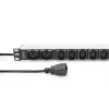 DIGITUS 1U aliuminio PDU lizdų blokas 8x C13 2xC19 16A 230VAC 50/60Hz IEC C20 kištukas