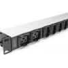 DIGITUS 1U aliuminio PDU lizdų blokas 8x C13 2xC19 16A 230VAC 50/60Hz IEC C20 kištukas